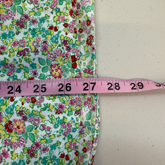 Lands End Button Up Shirt Womens Size 18 Green Floral No Iron Supima Cotton - Picture 7 of 7